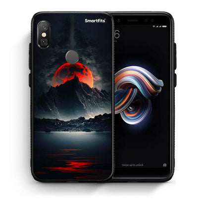 Θήκη Xiaomi Redmi Note 5 Red Full Moon από τη Smartfits με σχέδιο στο πίσω μέρος και μαύρο περίβλημα | Xiaomi Redmi Note 5 Red Full Moon case with colorful back and black bezels