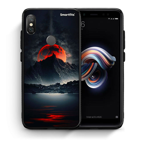 Θήκη Xiaomi Redmi Note 5 Red Full Moon από τη Smartfits με σχέδιο στο πίσω μέρος και μαύρο περίβλημα | Xiaomi Redmi Note 5 Red Full Moon case with colorful back and black bezels