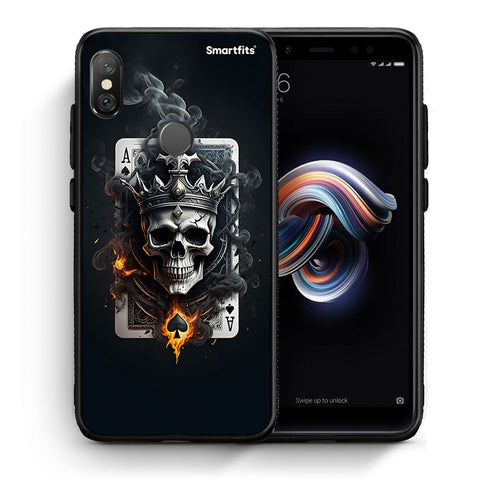 Θήκη Xiaomi Redmi Note 5 Skull King Ace από τη Smartfits με σχέδιο στο πίσω μέρος και μαύρο περίβλημα | Xiaomi Redmi Note 5 Skull King Ace case with colorful back and black bezels