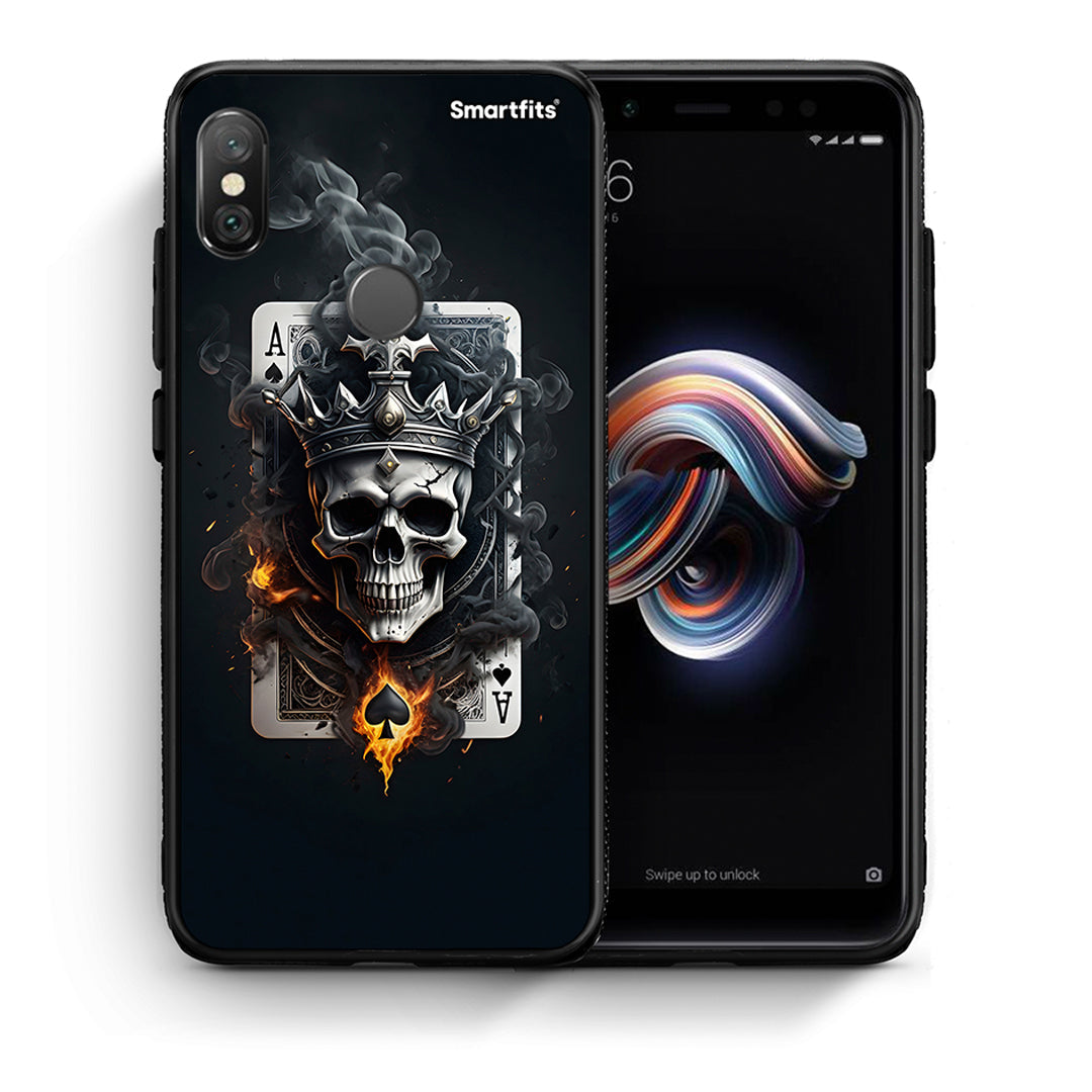 Θήκη Xiaomi Redmi Note 5 Skull King Ace από τη Smartfits με σχέδιο στο πίσω μέρος και μαύρο περίβλημα | Xiaomi Redmi Note 5 Skull King Ace case with colorful back and black bezels