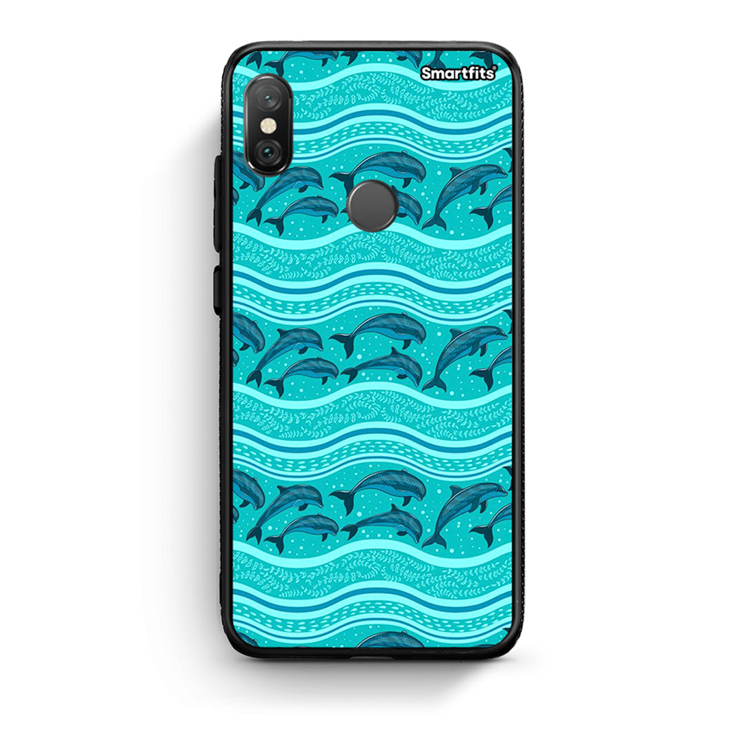Xiaomi Redmi Note 5 Swimming Dolphins θήκη από τη Smartfits με σχέδιο στο πίσω μέρος και μαύρο περίβλημα | Smartphone case with colorful back and black bezels by Smartfits