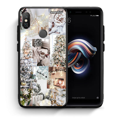 Θήκη Xiaomi Redmi Note 5 White Christmas από τη Smartfits με σχέδιο στο πίσω μέρος και μαύρο περίβλημα | Xiaomi Redmi Note 5 White Christmas case with colorful back and black bezels