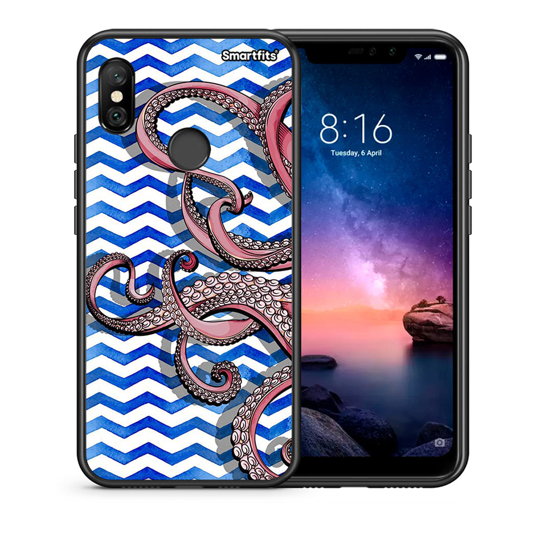 Θήκη Xiaomi Redmi Note 6 Pro Chevron Devilfish από τη Smartfits με σχέδιο στο πίσω μέρος και μαύρο περίβλημα | Xiaomi Redmi Note 6 Pro Chevron Devilfish case with colorful back and black bezels