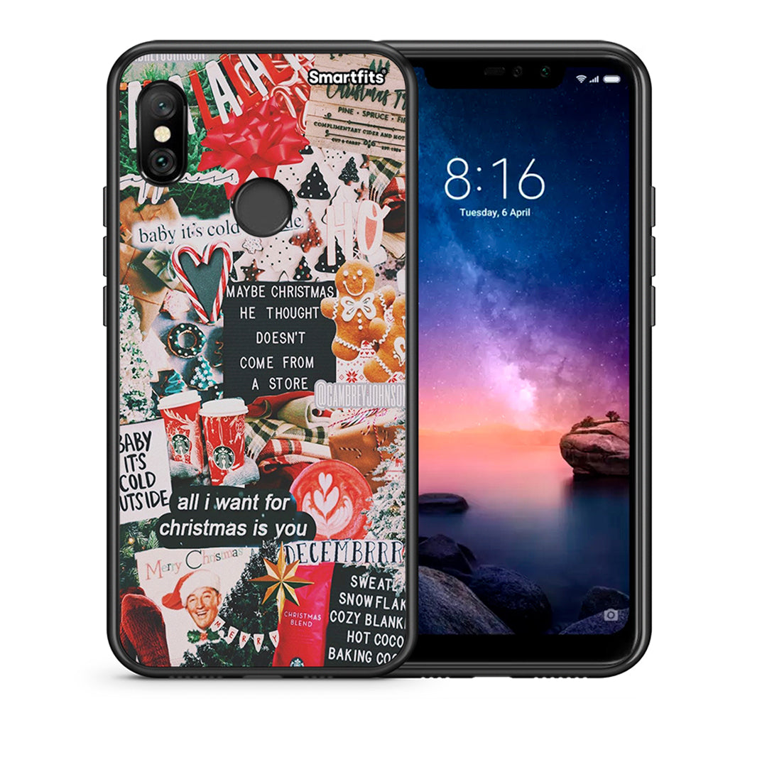 Θήκη Xiaomi Redmi Note 6 Pro Christmas Happiness από τη Smartfits με σχέδιο στο πίσω μέρος και μαύρο περίβλημα | Xiaomi Redmi Note 6 Pro Christmas Happiness case with colorful back and black bezels