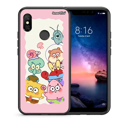 Θήκη Xiaomi Redmi Note 6 Pro Cute Companion από τη Smartfits με σχέδιο στο πίσω μέρος και μαύρο περίβλημα | Xiaomi Redmi Note 6 Pro Cute Companion case with colorful back and black bezels