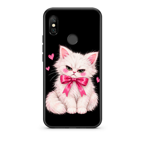 Θήκη Xiaomi Redmi Note 6 Pro Grumpy Party Kitten on Black από τη Smartfits με σχέδιο στο πίσω μέρος και μαύρο περίβλημα | Xiaomi Redmi Note 6 Pro Grumpy Party Kitten on Black case with colorful back and black bezels