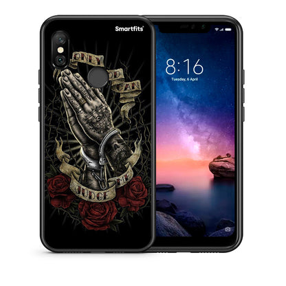 Θήκη Xiaomi Redmi Note 6 Pro Judge By God από τη Smartfits με σχέδιο στο πίσω μέρος και μαύρο περίβλημα | Xiaomi Redmi Note 6 Pro Judge By God case with colorful back and black bezels