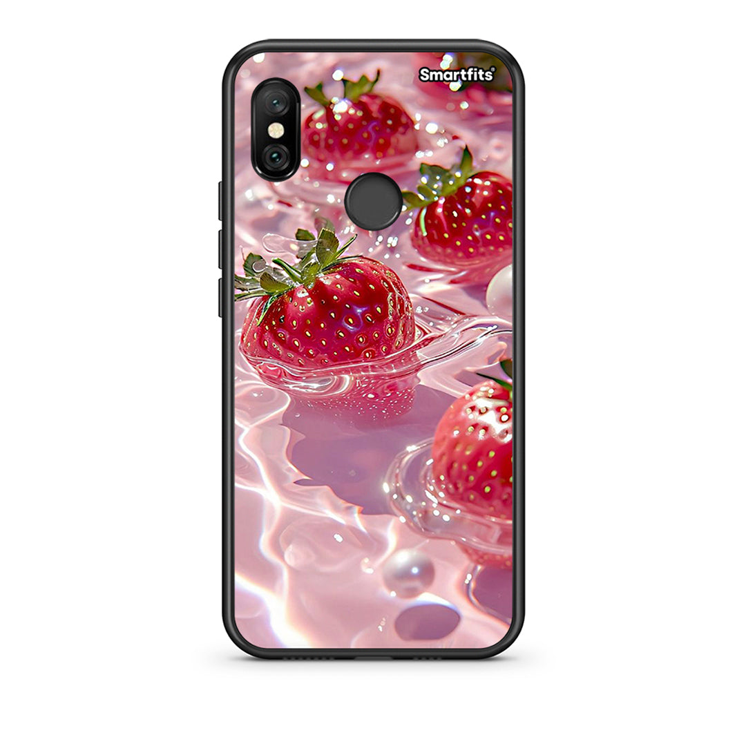 Xiaomi Redmi Note 6 Pro Juicy Strawberries θήκη από τη Smartfits με σχέδιο στο πίσω μέρος και μαύρο περίβλημα | Smartphone case with colorful back and black bezels by Smartfits