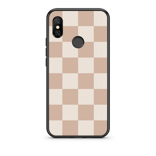 Θήκη Xiaomi Redmi Note 6 Pro Latte and Cream Striped Checks από τη Smartfits με σχέδιο στο πίσω μέρος και μαύρο περίβλημα | Xiaomi Redmi Note 6 Pro Latte and Cream Striped Checks case with colorful back and black bezels