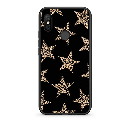 Θήκη Xiaomi Redmi Note 6 Pro Leopard Stars on Black από τη Smartfits με σχέδιο στο πίσω μέρος και μαύρο περίβλημα | Xiaomi Redmi Note 6 Pro Leopard Stars on Black case with colorful back and black bezels