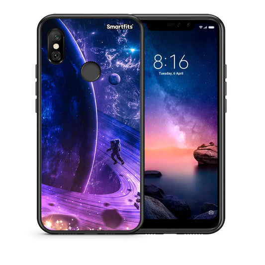 Θήκη Xiaomi Redmi Note 6 Pro Lost Astronaut από τη Smartfits με σχέδιο στο πίσω μέρος και μαύρο περίβλημα | Xiaomi Redmi Note 6 Pro Lost Astronaut case with colorful back and black bezels