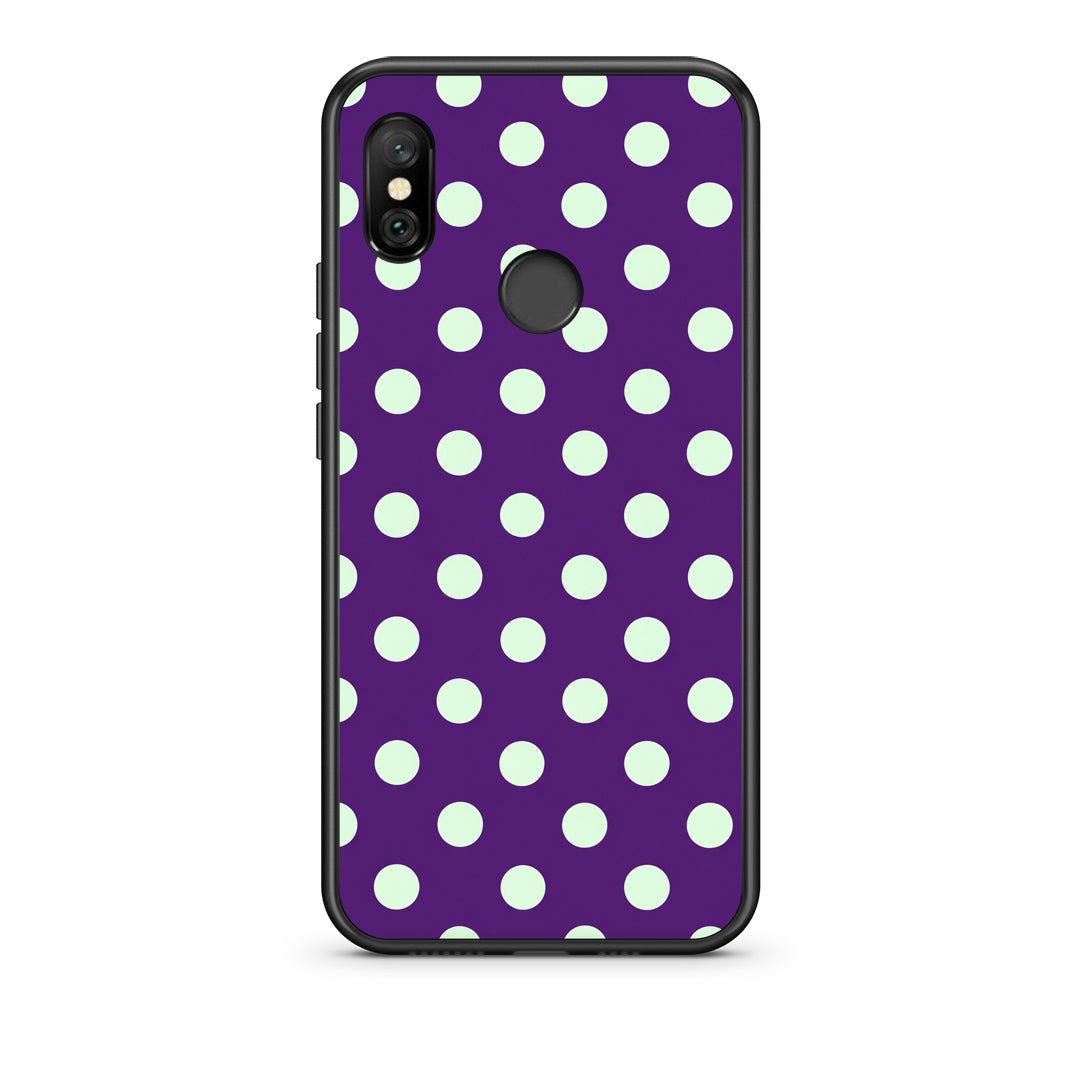 Θήκη Xiaomi Redmi Note 6 Pro Mint Polka Dots on Purple από τη Smartfits με σχέδιο στο πίσω μέρος και μαύρο περίβλημα | Xiaomi Redmi Note 6 Pro Mint Polka Dots on Purple case with colorful back and black bezels
