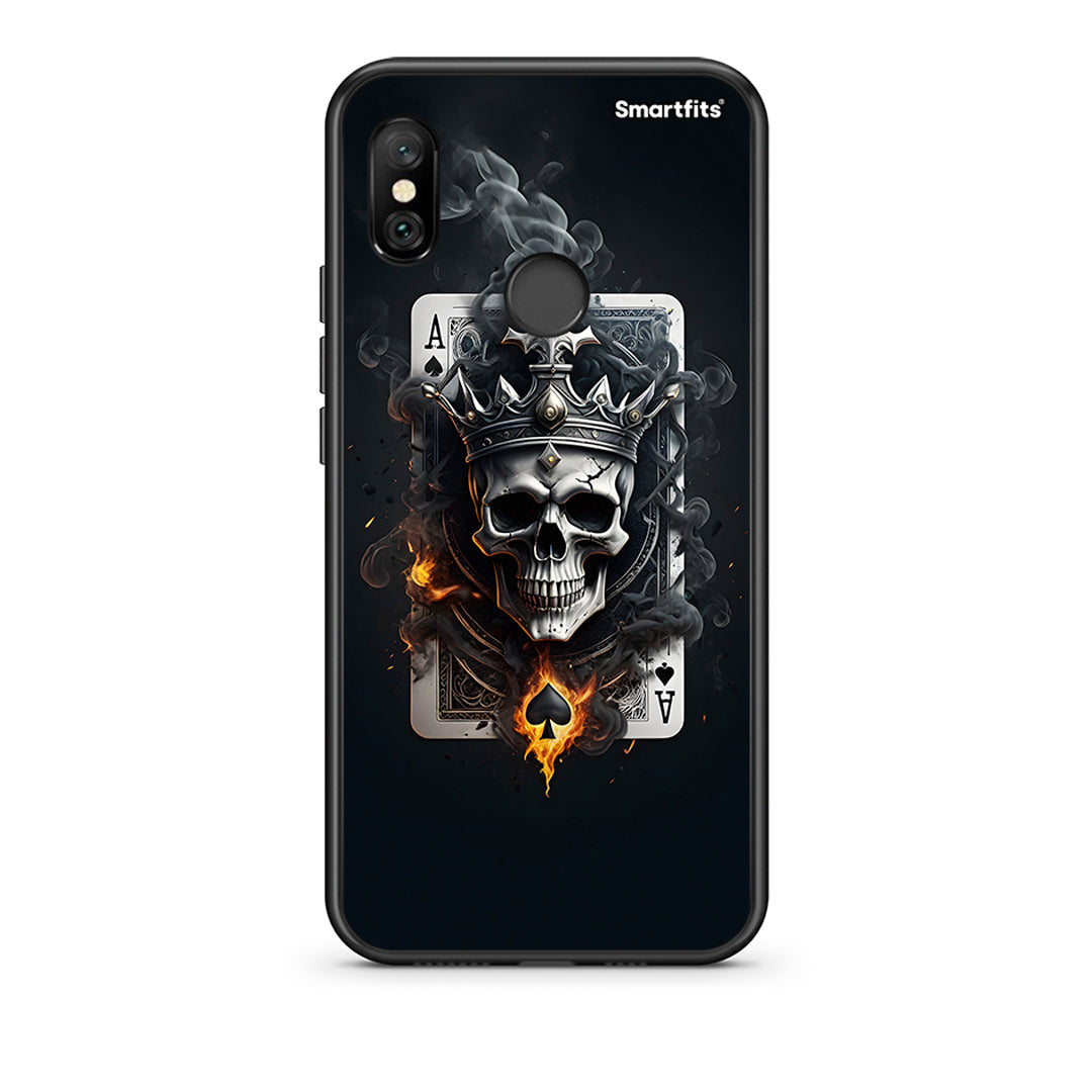 Xiaomi Redmi Note 6 Pro Skull King Ace θήκη από τη Smartfits με σχέδιο στο πίσω μέρος και μαύρο περίβλημα | Smartphone case with colorful back and black bezels by Smartfits