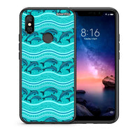 Thumbnail for Θήκη Xiaomi Redmi Note 6 Pro Swimming Dolphins από τη Smartfits με σχέδιο στο πίσω μέρος και μαύρο περίβλημα | Xiaomi Redmi Note 6 Pro Swimming Dolphins case with colorful back and black bezels