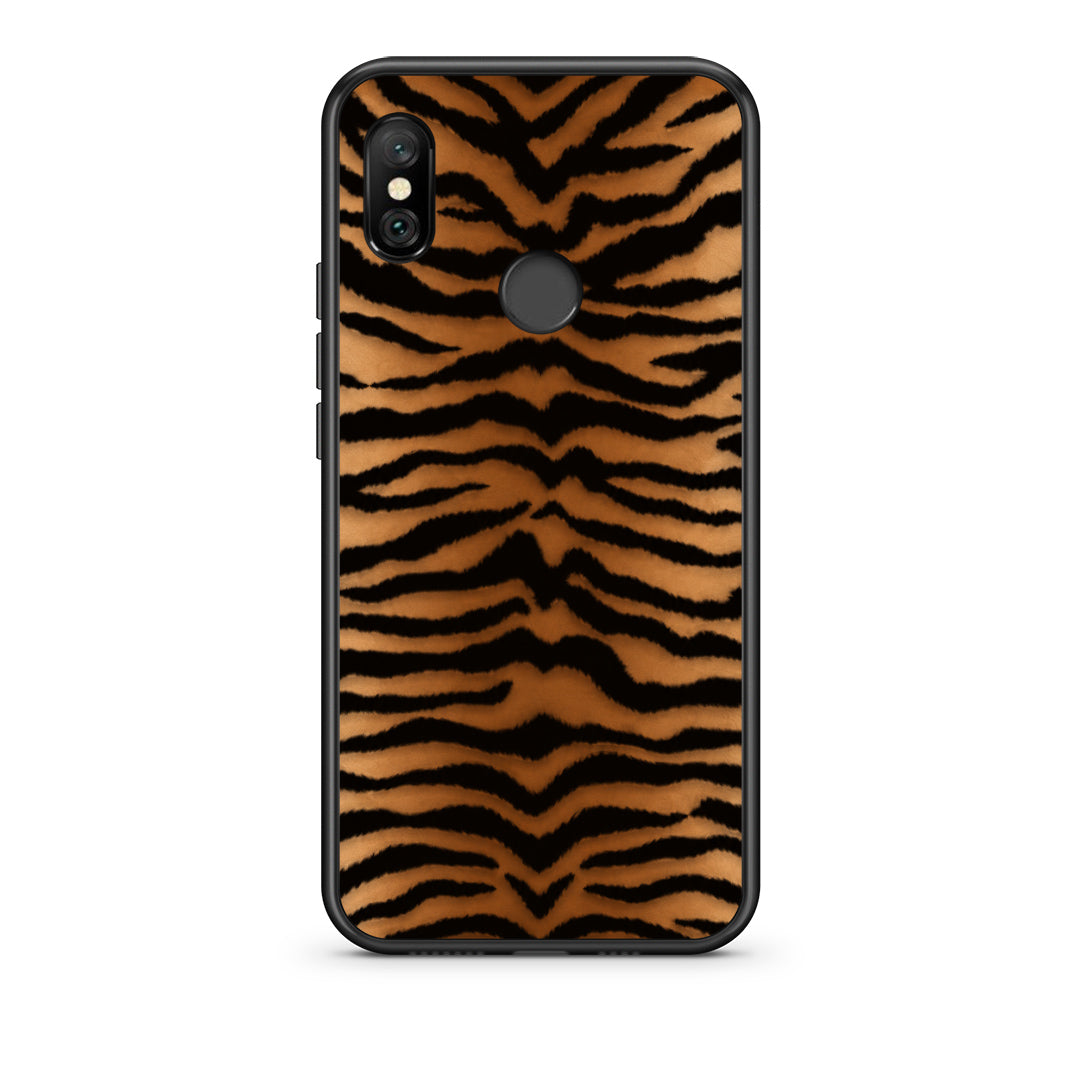 Θήκη Xiaomi Redmi Note 6 Pro Tiger Print Orange and Black από τη Smartfits με σχέδιο στο πίσω μέρος και μαύρο περίβλημα | Xiaomi Redmi Note 6 Pro Tiger Print Orange and Black case with colorful back and black bezels