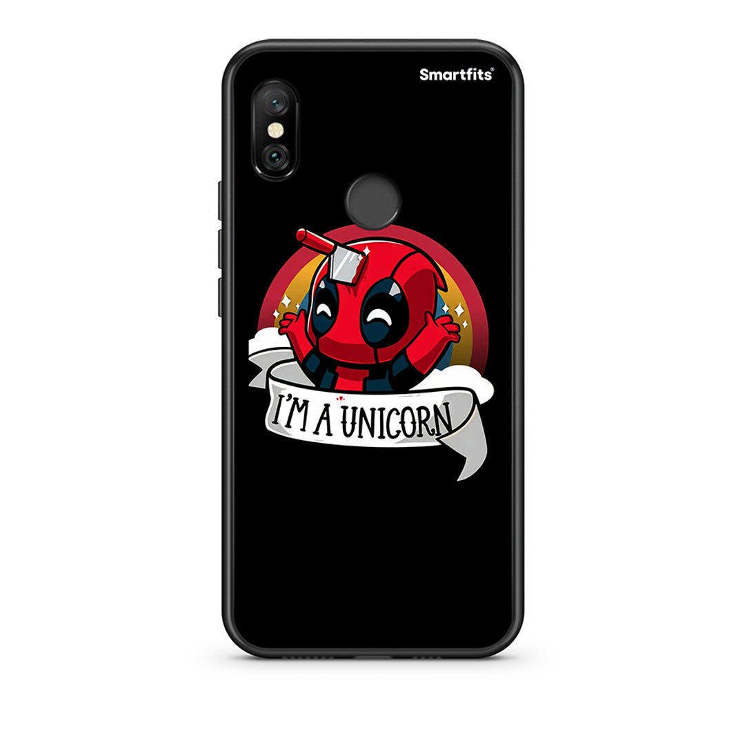 Xiaomi Redmi Note 6 Pro Unicorn Deadpool θήκη από τη Smartfits με σχέδιο στο πίσω μέρος και μαύρο περίβλημα | Smartphone case with colorful back and black bezels by Smartfits