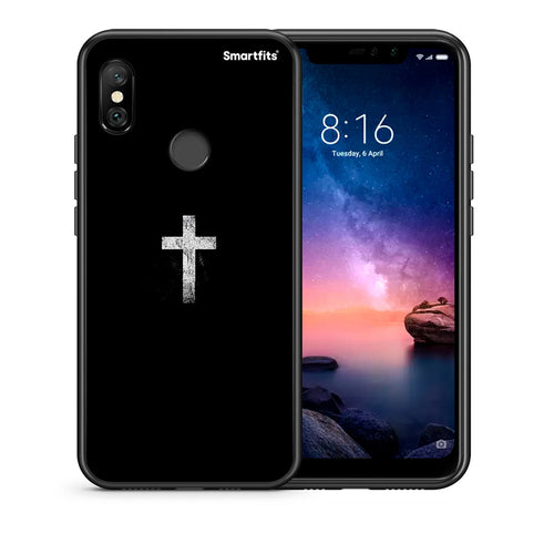 Θήκη Xiaomi Redmi Note 6 Pro White Cross από τη Smartfits με σχέδιο στο πίσω μέρος και μαύρο περίβλημα | Xiaomi Redmi Note 6 Pro White Cross case with colorful back and black bezels