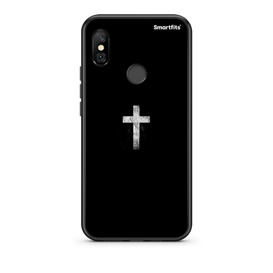 Xiaomi Redmi Note 6 Pro White Cross θήκη από τη Smartfits με σχέδιο στο πίσω μέρος και μαύρο περίβλημα | Smartphone case with colorful back and black bezels by Smartfits