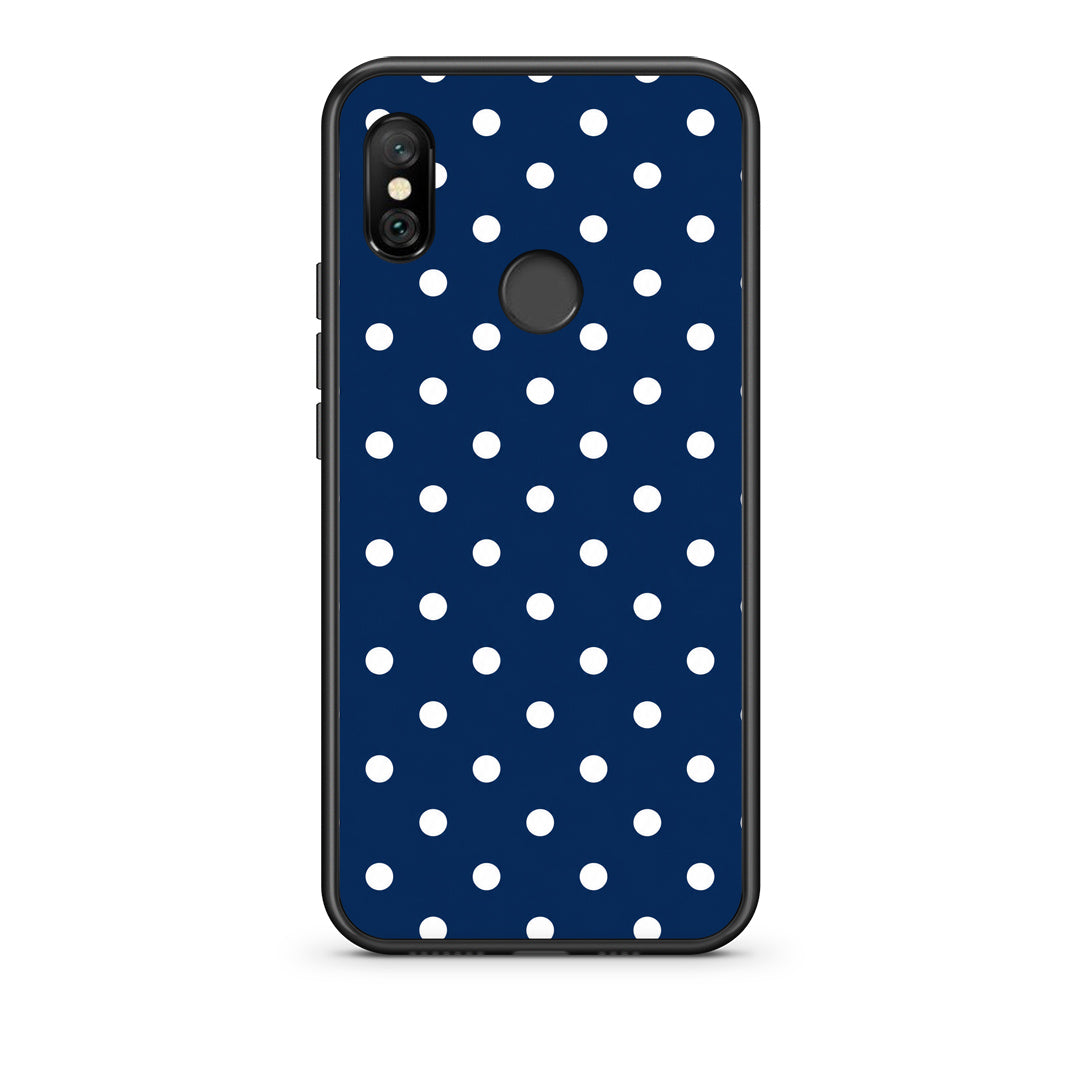 Θήκη Xiaomi Redmi Note 6 Pro White Small Polka Dots on Navy από τη Smartfits με σχέδιο στο πίσω μέρος και μαύρο περίβλημα | Xiaomi Redmi Note 6 Pro White Small Polka Dots on Navy case with colorful back and black bezels