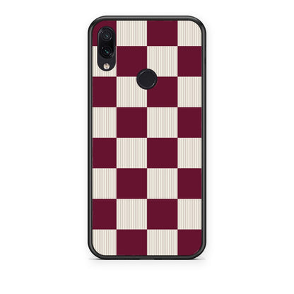 Θήκη Xiaomi Redmi Note 7 Burgundy and Cream Striped Checks από τη Smartfits με σχέδιο στο πίσω μέρος και μαύρο περίβλημα | Xiaomi Redmi Note 7 Burgundy and Cream Striped Checks case with colorful back and black bezels