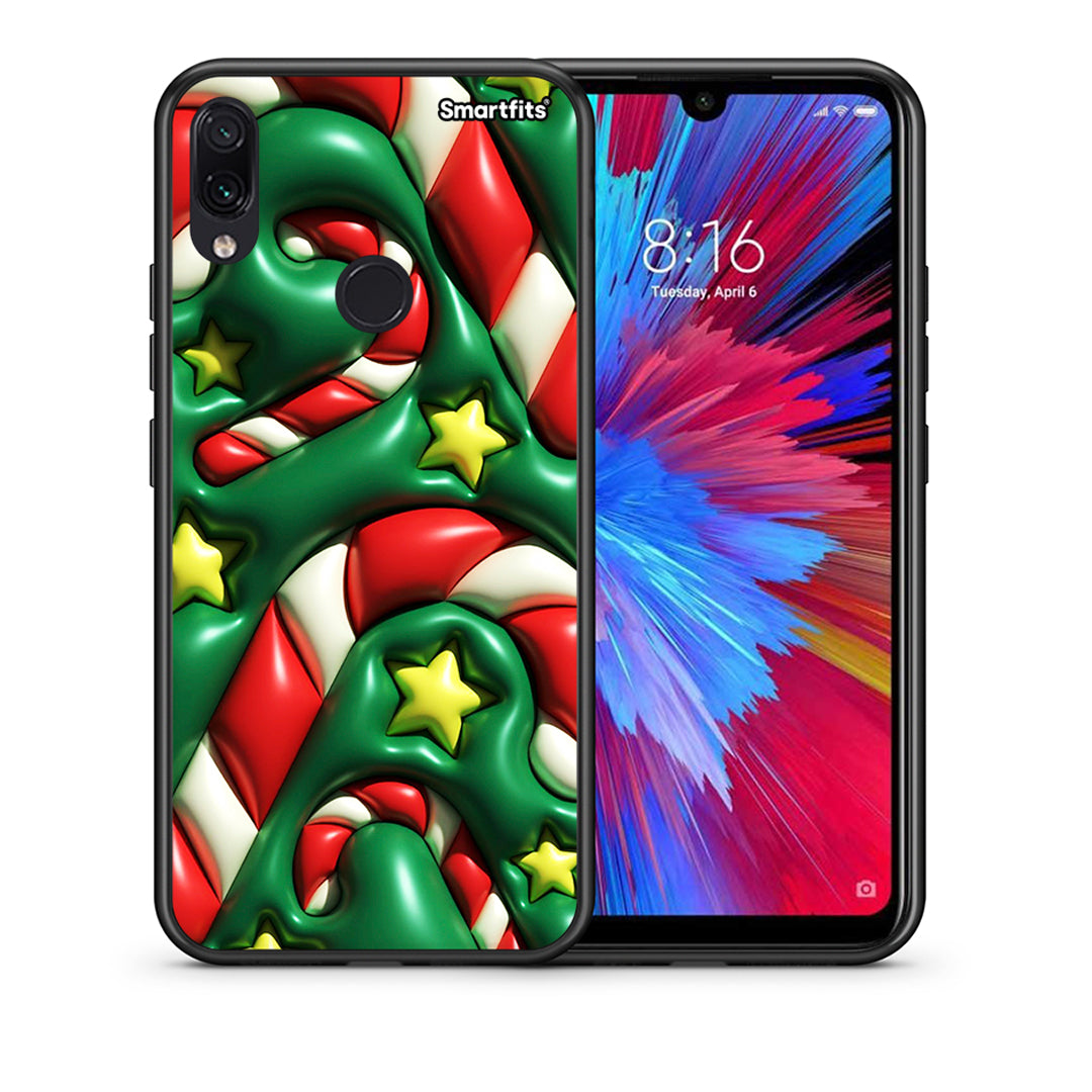 Θήκη Xiaomi Redmi Note 7 Christmas Bubbles από τη Smartfits με σχέδιο στο πίσω μέρος και μαύρο περίβλημα | Xiaomi Redmi Note 7 Christmas Bubbles case with colorful back and black bezels