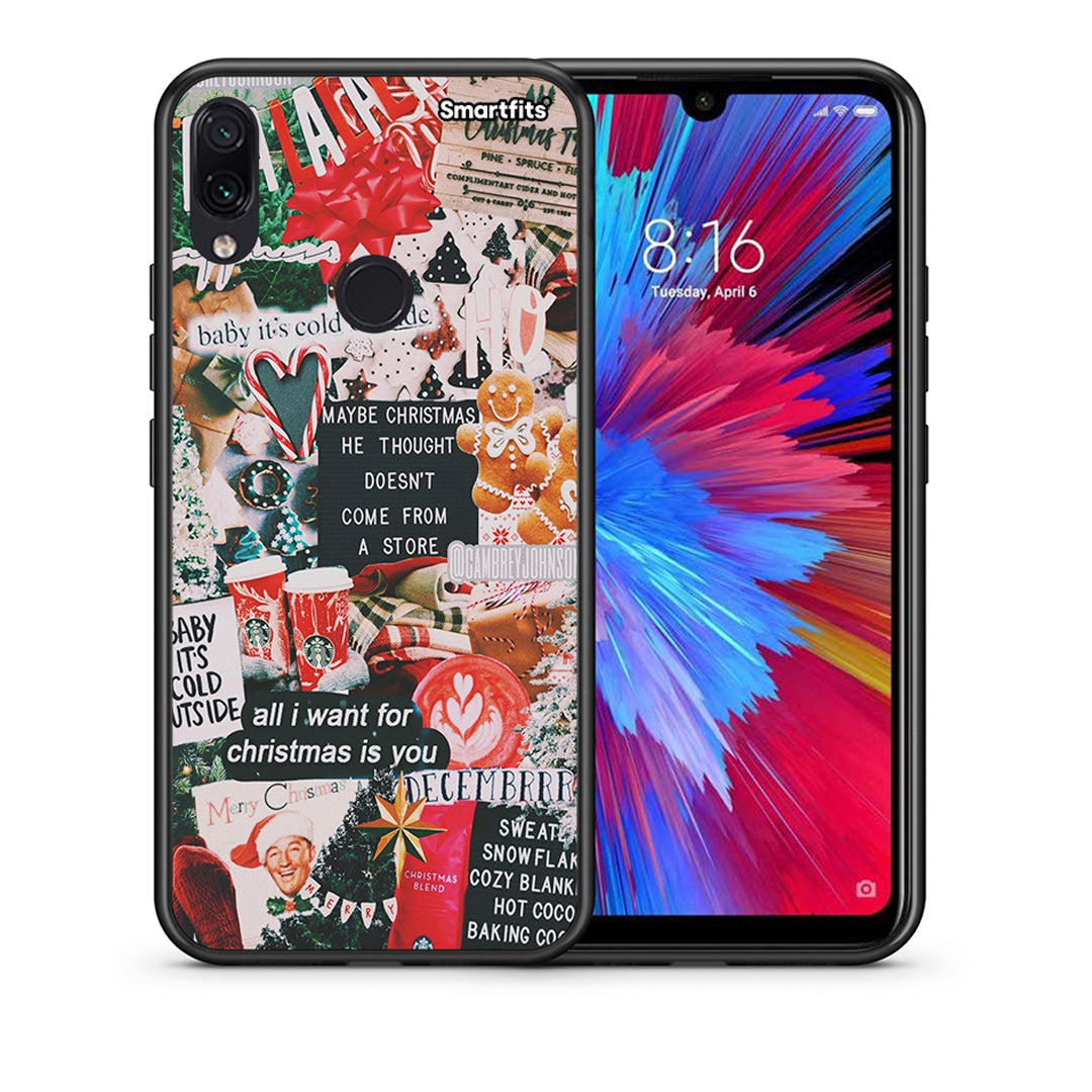 Θήκη Xiaomi Redmi Note 7 Christmas Happiness από τη Smartfits με σχέδιο στο πίσω μέρος και μαύρο περίβλημα | Xiaomi Redmi Note 7 Christmas Happiness case with colorful back and black bezels