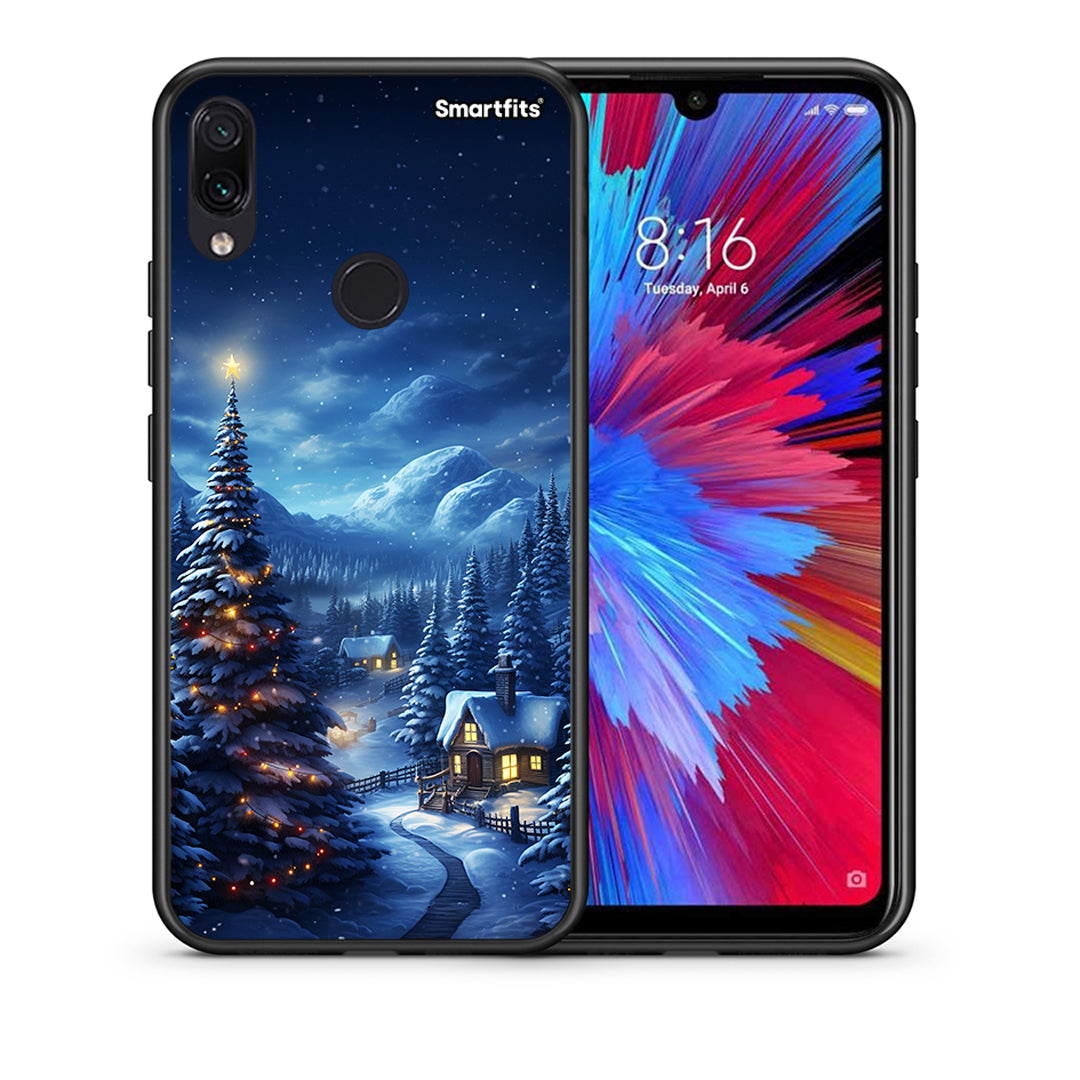 Θήκη Xiaomi Redmi Note 7 Christmas Scenery από τη Smartfits με σχέδιο στο πίσω μέρος και μαύρο περίβλημα | Xiaomi Redmi Note 7 Christmas Scenery case with colorful back and black bezels