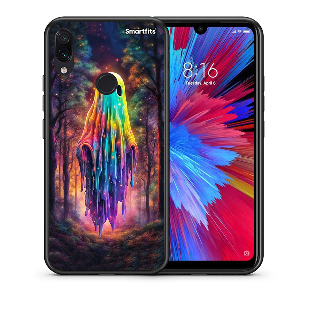 Θήκη Xiaomi Redmi Note 7 Halloween Ghost από τη Smartfits με σχέδιο στο πίσω μέρος και μαύρο περίβλημα | Xiaomi Redmi Note 7 Halloween Ghost case with colorful back and black bezels
