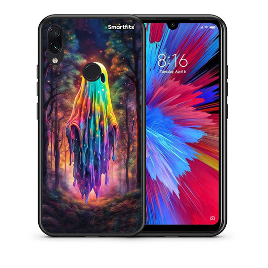 Θήκη Xiaomi Redmi Note 7 Halloween Ghost από τη Smartfits με σχέδιο στο πίσω μέρος και μαύρο περίβλημα | Xiaomi Redmi Note 7 Halloween Ghost case with colorful back and black bezels