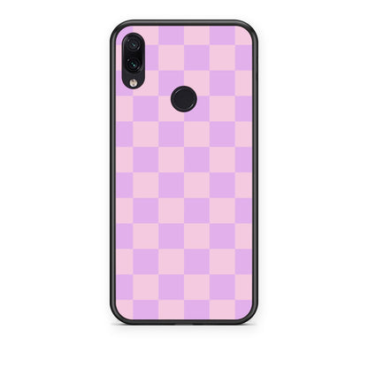 Θήκη Xiaomi Redmi Note 7 Lavender and Pink Checkerboard από τη Smartfits με σχέδιο στο πίσω μέρος και μαύρο περίβλημα | Xiaomi Redmi Note 7 Lavender and Pink Checkerboard case with colorful back and black bezels