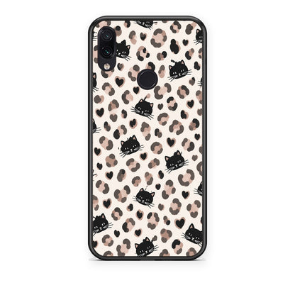 Θήκη Xiaomi Redmi Note 7 Leopard Spots and Black Cats on Cream από τη Smartfits με σχέδιο στο πίσω μέρος και μαύρο περίβλημα | Xiaomi Redmi Note 7 Leopard Spots and Black Cats on Cream case with colorful back and black bezels