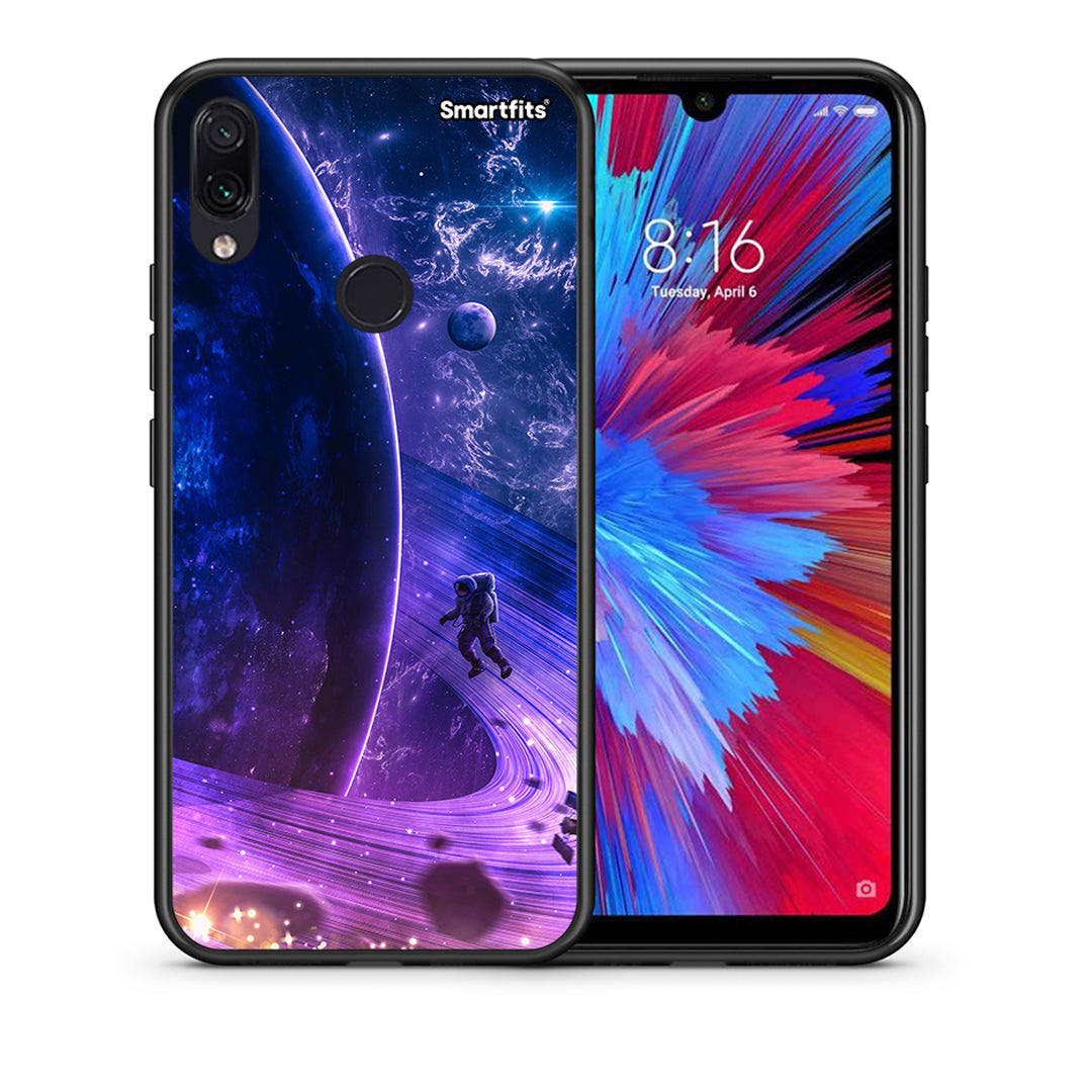 Θήκη Xiaomi Redmi Note 7 Lost Astronaut από τη Smartfits με σχέδιο στο πίσω μέρος και μαύρο περίβλημα | Xiaomi Redmi Note 7 Lost Astronaut case with colorful back and black bezels