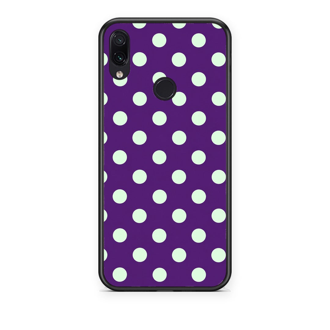 Θήκη Xiaomi Redmi Note 7 Mint Polka Dots on Purple από τη Smartfits με σχέδιο στο πίσω μέρος και μαύρο περίβλημα | Xiaomi Redmi Note 7 Mint Polka Dots on Purple case with colorful back and black bezels