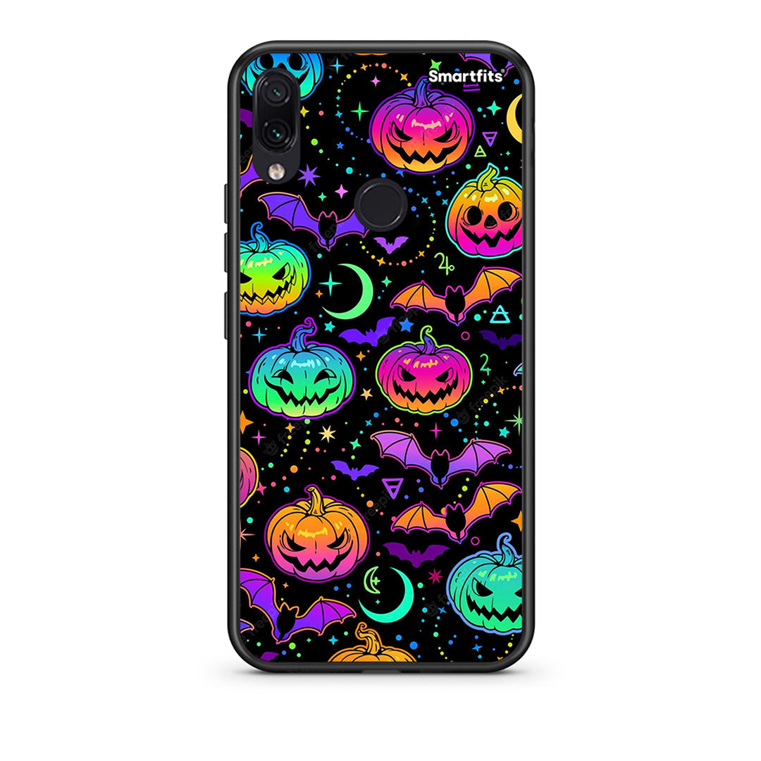 Xiaomi Redmi Note 7 Neon Halloween θήκη από τη Smartfits με σχέδιο στο πίσω μέρος και μαύρο περίβλημα | Smartphone case with colorful back and black bezels by Smartfits