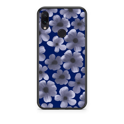 Θήκη Xiaomi Redmi Note 7 Pale Blue Flowers on Navy από τη Smartfits με σχέδιο στο πίσω μέρος και μαύρο περίβλημα | Xiaomi Redmi Note 7 Pale Blue Flowers on Navy case with colorful back and black bezels