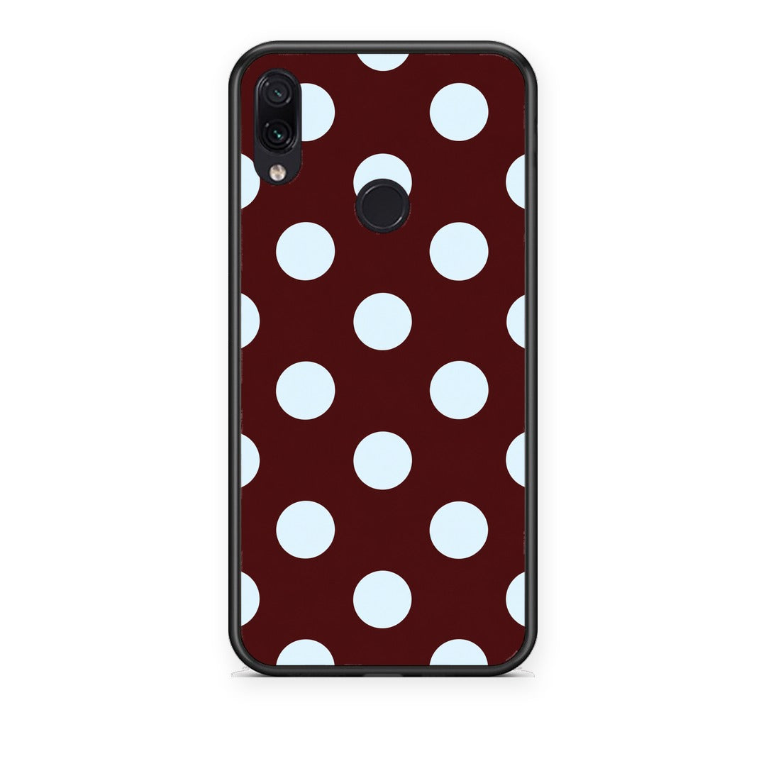 Θήκη Xiaomi Redmi Note 7 Pale Blue Large Polka Dots on Burgundy από τη Smartfits με σχέδιο στο πίσω μέρος και μαύρο περίβλημα | Xiaomi Redmi Note 7 Pale Blue Large Polka Dots on Burgundy case with colorful back and black bezels