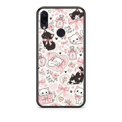 Θήκη Xiaomi Redmi Note 7 Pink Bows and Kittens Collage από τη Smartfits με σχέδιο στο πίσω μέρος και μαύρο περίβλημα | Xiaomi Redmi Note 7 Pink Bows and Kittens Collage case with colorful back and black bezels