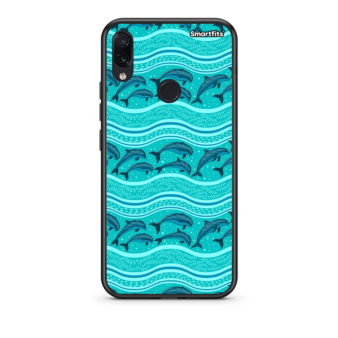 Xiaomi Redmi Note 7 Swimming Dolphins θήκη από τη Smartfits με σχέδιο στο πίσω μέρος και μαύρο περίβλημα | Smartphone case with colorful back and black bezels by Smartfits