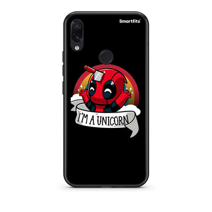 Xiaomi Redmi Note 7 Unicorn Deadpool θήκη από τη Smartfits με σχέδιο στο πίσω μέρος και μαύρο περίβλημα | Smartphone case with colorful back and black bezels by Smartfits
