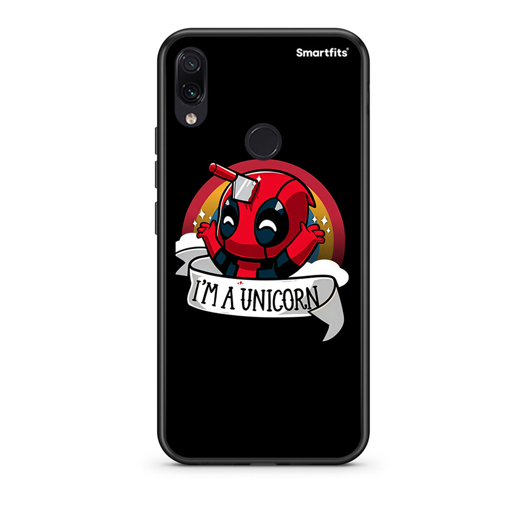 Xiaomi Redmi Note 7 Unicorn Deadpool θήκη από τη Smartfits με σχέδιο στο πίσω μέρος και μαύρο περίβλημα | Smartphone case with colorful back and black bezels by Smartfits