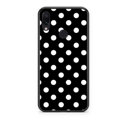 Θήκη Xiaomi Redmi Note 7 White Polka Dots on Black από τη Smartfits με σχέδιο στο πίσω μέρος και μαύρο περίβλημα | Xiaomi Redmi Note 7 White Polka Dots on Black case with colorful back and black bezels