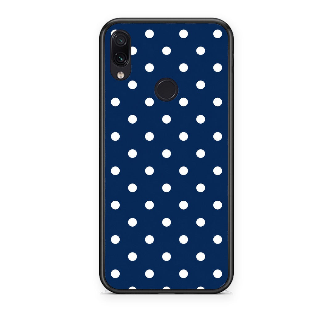 Θήκη Xiaomi Redmi Note 7 White Small Polka Dots on Navy από τη Smartfits με σχέδιο στο πίσω μέρος και μαύρο περίβλημα | Xiaomi Redmi Note 7 White Small Polka Dots on Navy case with colorful back and black bezels