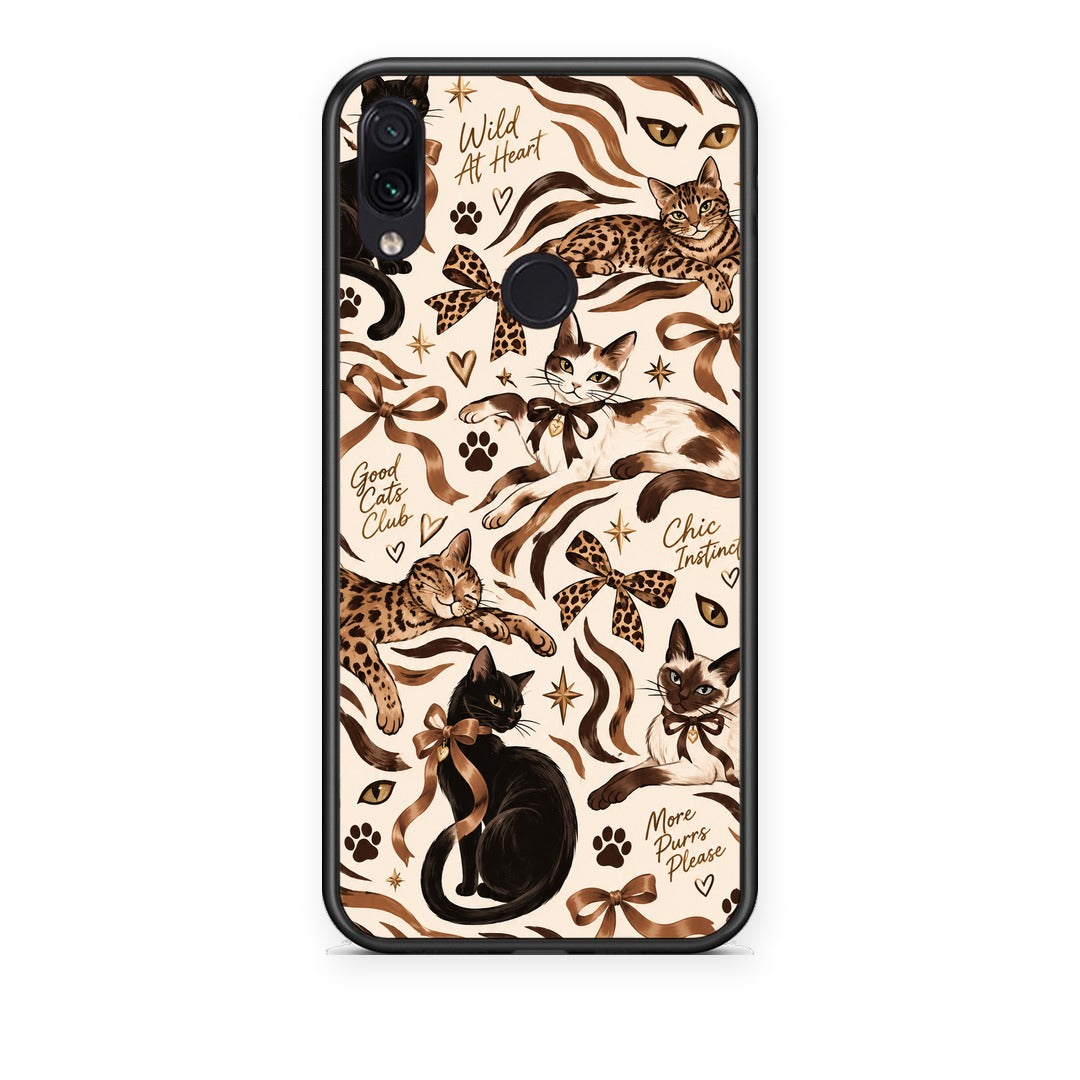 Θήκη Xiaomi Redmi Note 7 Wild Cats and Animal Print Collage από τη Smartfits με σχέδιο στο πίσω μέρος και μαύρο περίβλημα | Xiaomi Redmi Note 7 Wild Cats and Animal Print Collage case with colorful back and black bezels