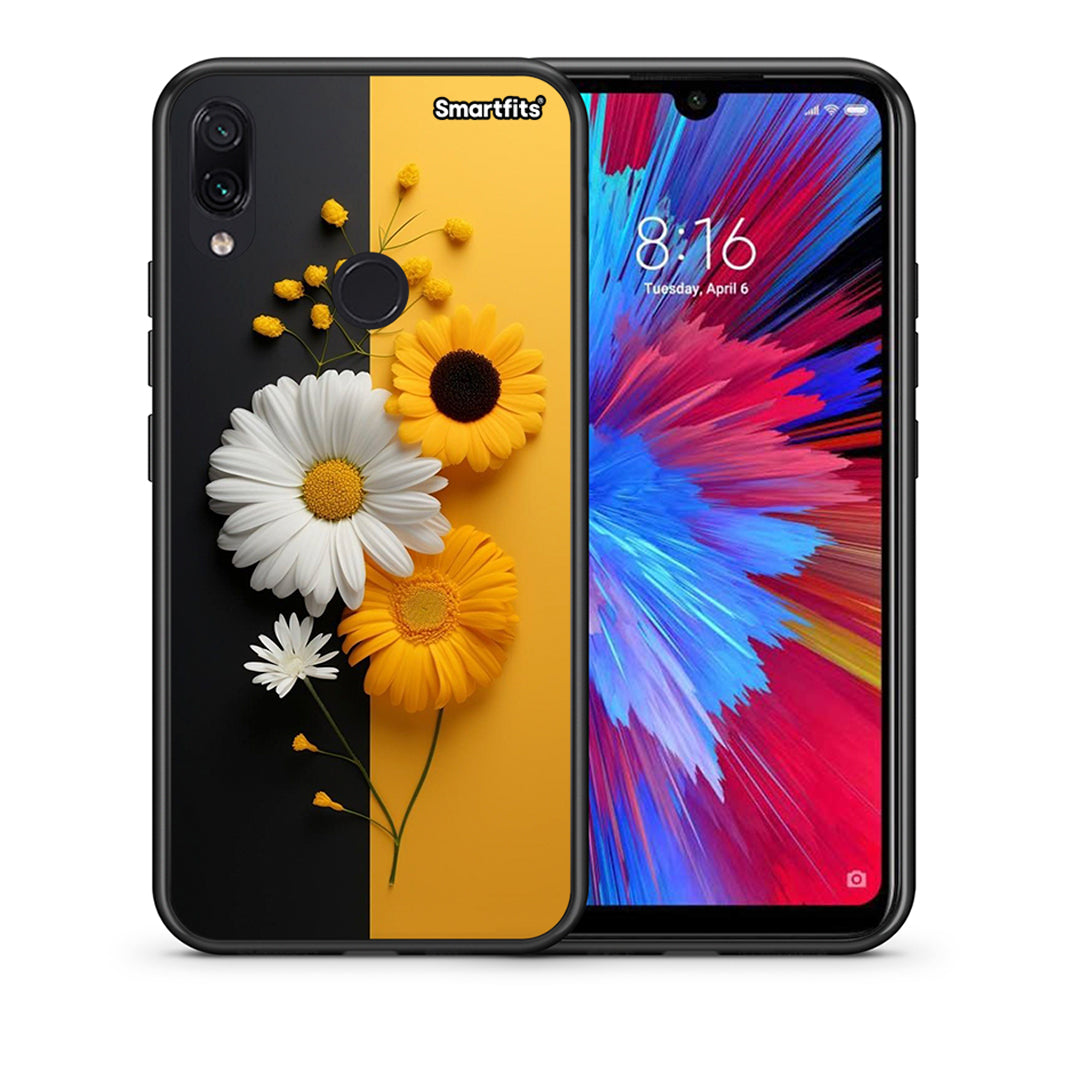 Θήκη Xiaomi Redmi Note 7 Yellow Daisies από τη Smartfits με σχέδιο στο πίσω μέρος και μαύρο περίβλημα | Xiaomi Redmi Note 7 Yellow Daisies case with colorful back and black bezels