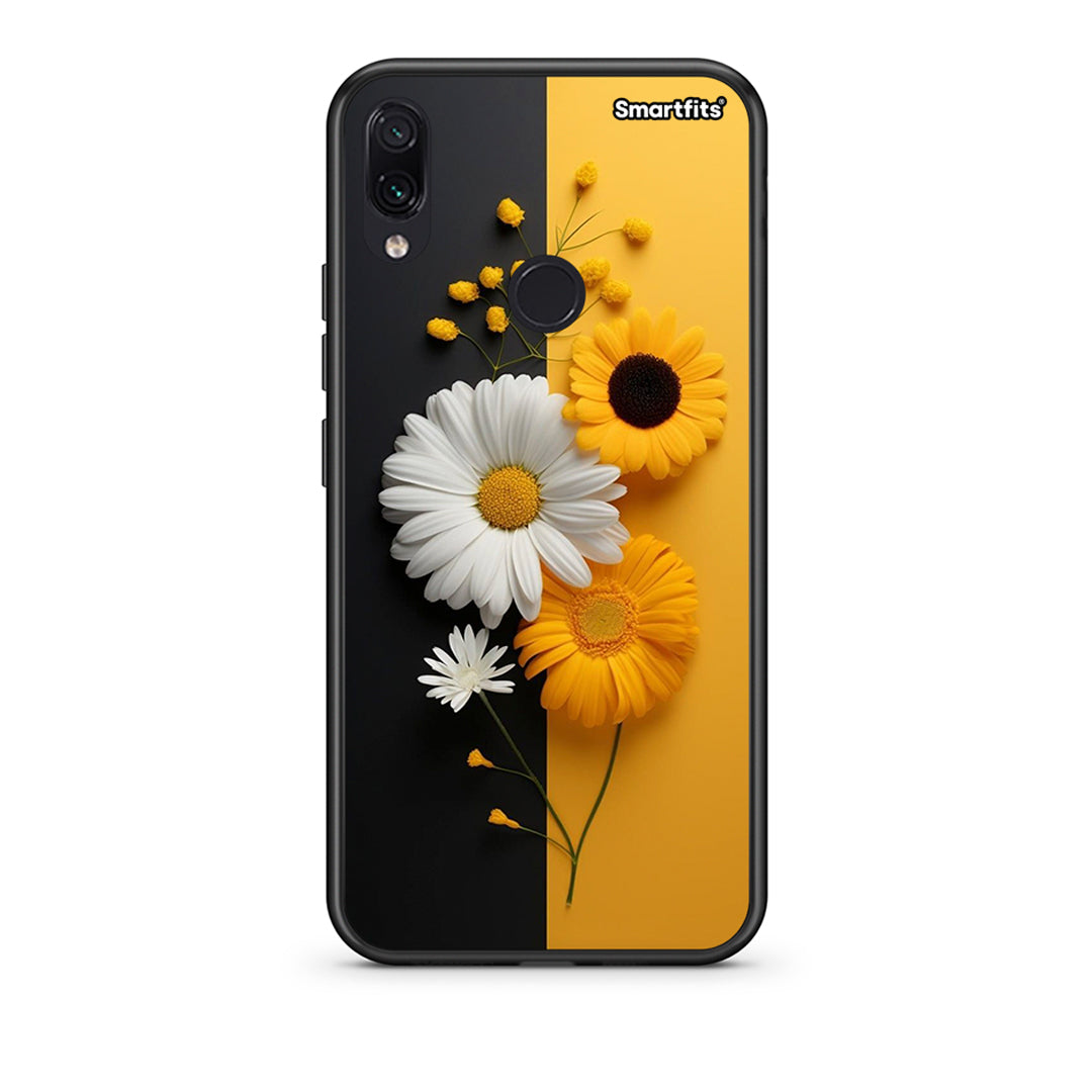 Xiaomi Redmi Note 7 Yellow Daisies θήκη από τη Smartfits με σχέδιο στο πίσω μέρος και μαύρο περίβλημα | Smartphone case with colorful back and black bezels by Smartfits