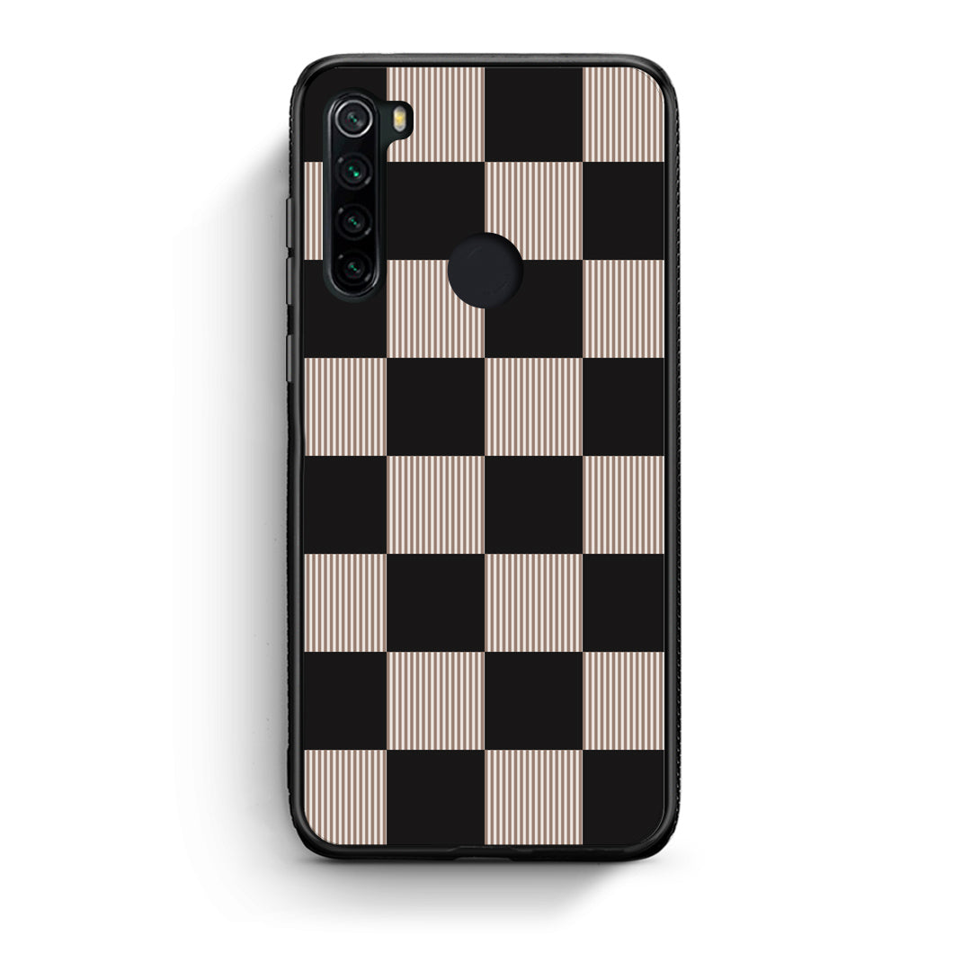 Θήκη Xiaomi Redmi Note 8 Black and Taupe Striped Checks από τη Smartfits με σχέδιο στο πίσω μέρος και μαύρο περίβλημα | Xiaomi Redmi Note 8 Black and Taupe Striped Checks case with colorful back and black bezels