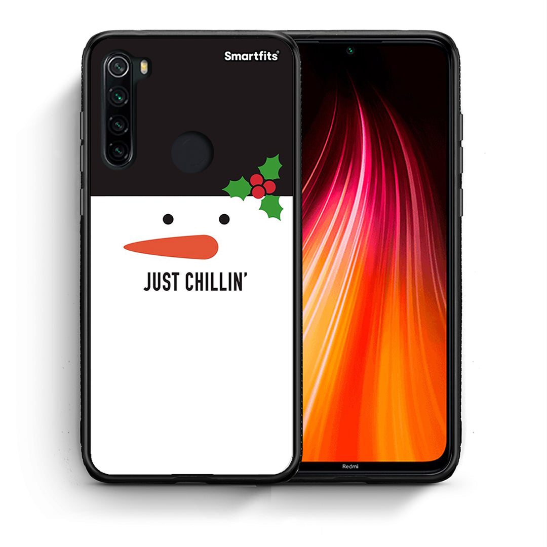 Θήκη Xiaomi Redmi Note 8 Christmas Chillin από τη Smartfits με σχέδιο στο πίσω μέρος και μαύρο περίβλημα | Xiaomi Redmi Note 8 Christmas Chillin case with colorful back and black bezels