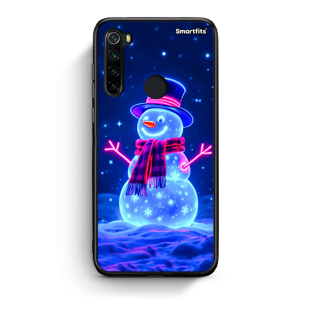 Xiaomi Redmi Note 8 Christmas Neon Snowman θήκη από τη Smartfits με σχέδιο στο πίσω μέρος και μαύρο περίβλημα | Smartphone case with colorful back and black bezels by Smartfits