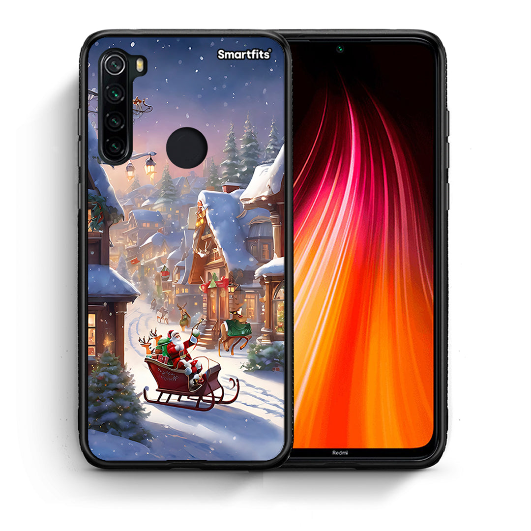 Θήκη Xiaomi Redmi Note 8 Christmas Snow από τη Smartfits με σχέδιο στο πίσω μέρος και μαύρο περίβλημα | Xiaomi Redmi Note 8 Christmas Snow case with colorful back and black bezels