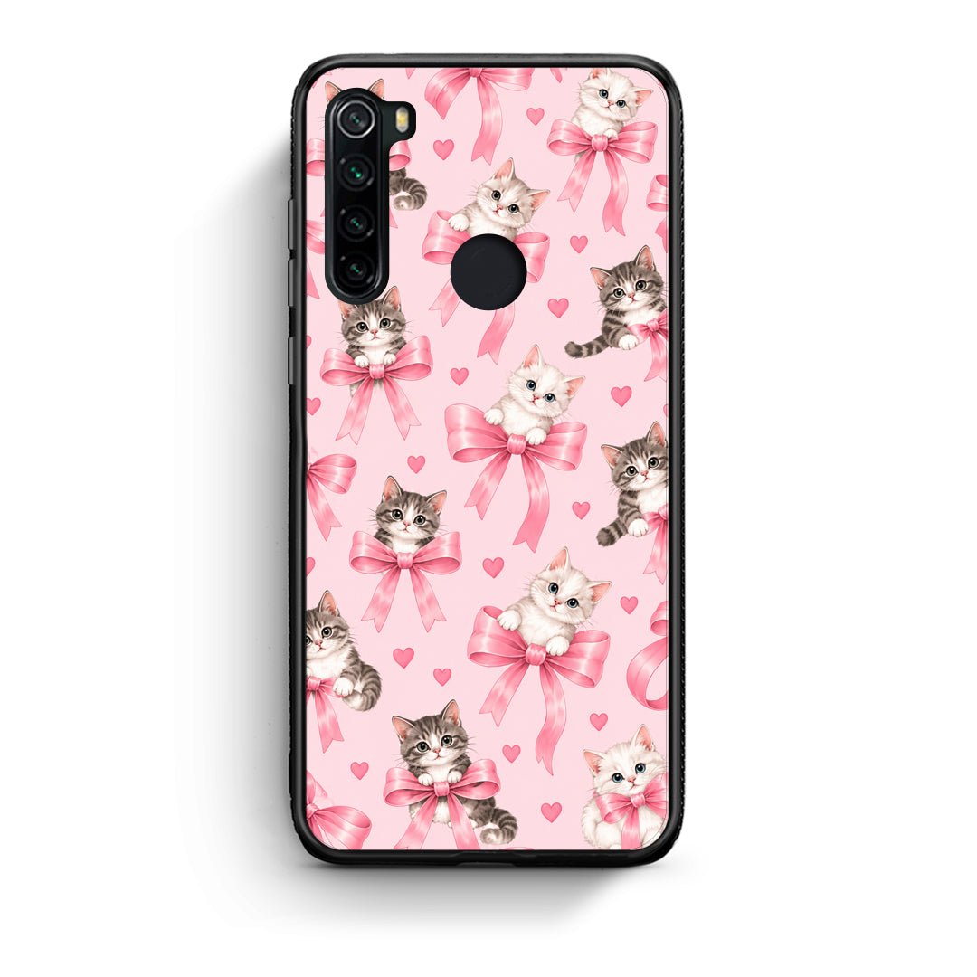 Θήκη Xiaomi Redmi Note 8 Kittens and Pink Bows on Pink από τη Smartfits με σχέδιο στο πίσω μέρος και μαύρο περίβλημα | Xiaomi Redmi Note 8 Kittens and Pink Bows on Pink case with colorful back and black bezels